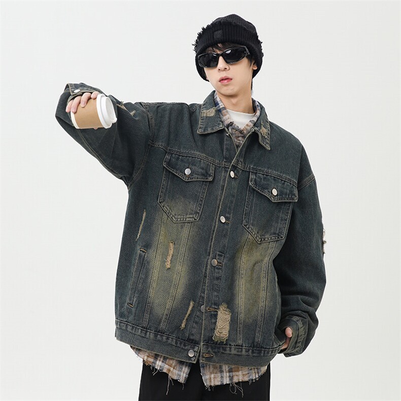 《现货主推》春季破洞牛仔夹克外套GXX03-P80控118,男装夹克,电商C303