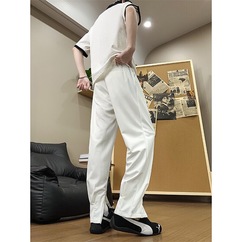 XK618-P40全橡筋腰前拉链小脚口西裤垂感免烫滑料宽松长裤,男装西裤,电商A178