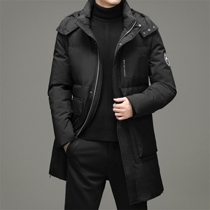 新款冬季中年纯色可脱卸帽羽绒服爸爸装厚时尚外套DFLDY3006-P320图片