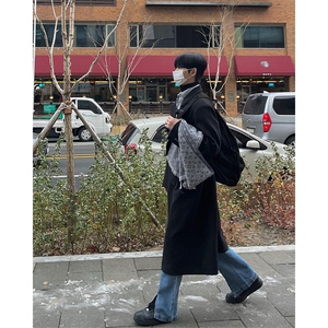 大货高品质~美式cleanfit男士中长款过膝毛呢大衣外套Y985-P115图片