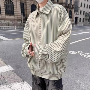 W9451-P65 网图现货 春季新款条纹翻领夹克外套图片