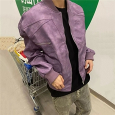 小众高级感美式街头复古拉链口袋麂皮夹克男女同款外套FJK223，男装夹克，星座208-5