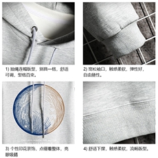 WY2330-P35加绒款-P40纯棉连帽卫衣男大码运动帽衫宽松薄网格，男装卫衣，电商A040A