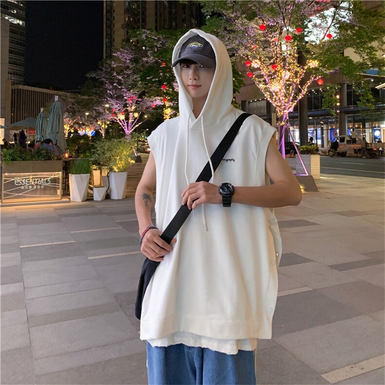 连帽衫背心男夏季外穿篮球运动坎肩宽松跨栏无袖t恤衣服MJ350-P30,男装背心/马甲,星座1008-1