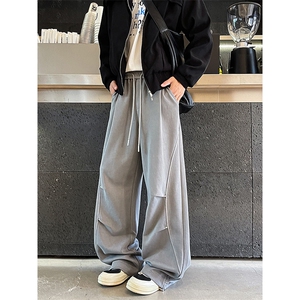 潮牌直筒运动卫裤男女垂感美式复古裤子宽松设计感休闲裤K9164P58图片