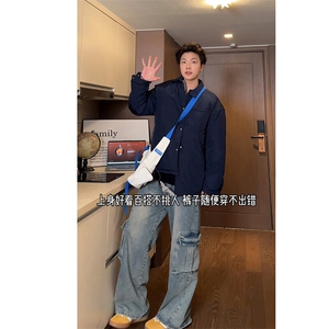 抖音-- 哈 BER--纯色内格纹设计感重磅棉服外套my686-TP205图片