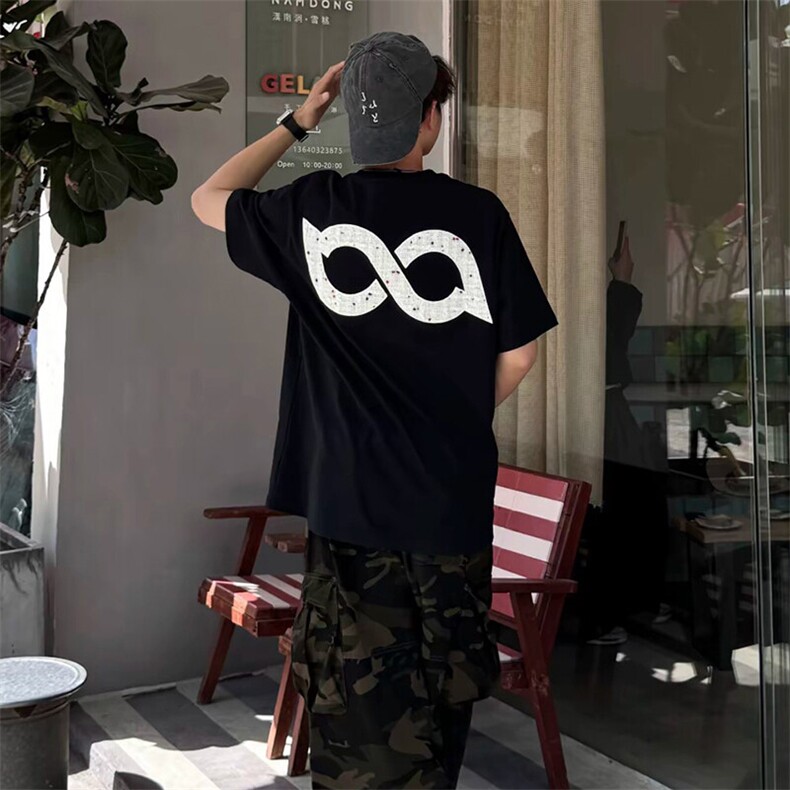 万针全刺绣工艺抖音得物高品质260克重磅纯棉双纱美式高街短袖T恤,男装T恤,电商A486