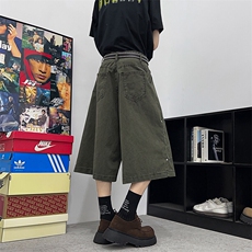 铆钉七分工装裤男女款夏季设计感阔腿裤休闲中裤DK110-P55，男装工装外套，星座308B-1