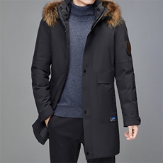 中年貉子毛羽绒服可拆卸帽可脱卸毛领中长款冬装外套MYYL777-P330，男装羽绒服，电商B212（原钱塘6029）