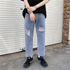 新款20港风精品牛仔裤破洞休闲男女裤子714-2-x912-p50b，男装牛仔裤，星座1404-3