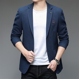 男装西服男春秋季新款男式单西新款中青年时尚纯色西服领宽松外套，男装西服，电商B212（原钱塘6029）