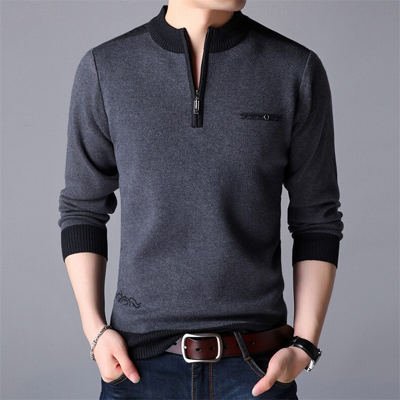 D9369钱塘2020-2冬季厚款中年男士商务休闲半高领针织衫P62,男装针织衫/毛衣,钱塘207-2