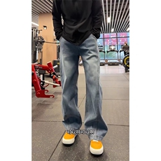 美式阔腿弯刀牛仔裤男直筒宽松拖地裤子休闲阔腿裤WLA1177-P45，男装牛仔裤，星座1008