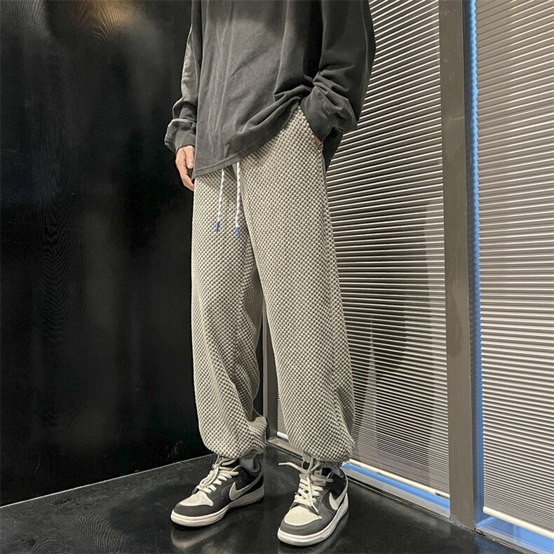 2024冬款潮流宽松束脚裤阔腿百搭休闲裤313A-1-NK59-P55控68,男装休闲裤,星座808A-1