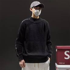 潮牌小众解构双头金属拉链设计感毛衣纯色毛绒宽松针织毛衫男，男装针织衫/毛衣，星座1013