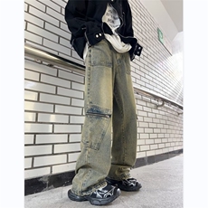 工装牛仔裤男韩版潮美式高街口袋2024春节新款ins长裤RK1139-P49，男装牛仔裤，星座412-2