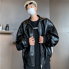 2026春复古机车皮衣外套男女短款棒球服皮夹克PY172，男装夹克，星座1108
