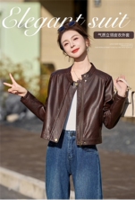 2026春装新款时尚潮流皮衣小外套机车服女装，女装皮衣，1C078