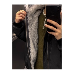 座山雕解构棉衣冬季加厚保暖毛领夹棉棉服外套 -MY6026-P105图片