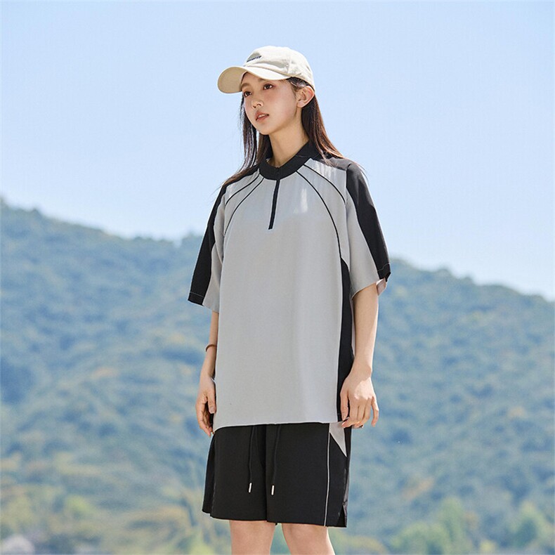 拼接运动套装男女同款夏季薄款闲短袖休短裤款A406TZ6927特P58,男装休闲套装,星座309（原A406）