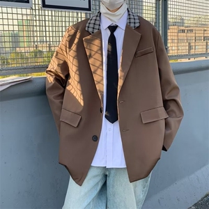 西服外套男韩版潮流拼色口袋高街帅2023春秋新款ins西装W4647-P58图片