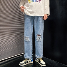 k707-p48-控68破洞牛仔在高阶宽松大码牛仔裤cityboy，男装牛仔裤，星座116
