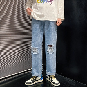 k707-p48-控68  破洞牛仔在高阶宽松大码牛仔裤cityboy图片