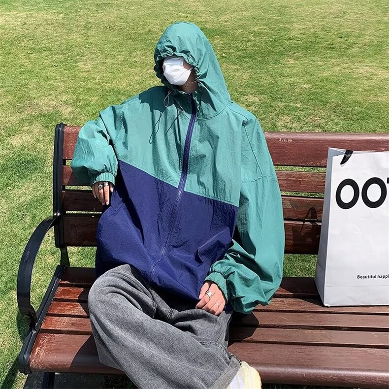 户外冲锋衣外套男潮日系工装设计感拼接撞色防水登山服F0120-P37,男装夹克,星座308B-1
