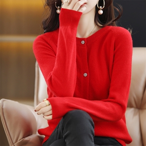 2025年秋季新款百搭女士圆领长袖开衫图片
