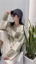 韩版拼接双色毛衣，女装针织衫/毛衣，SHANGCHUN·W 汪尚春