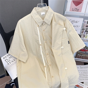 日系复古简约宽松衬衫夏季新款设计感工装衬衣男 现货 W8218-P38图片