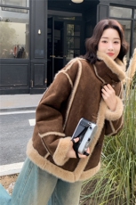 25冬季新款韩系鹿皮绒水貂毛皮毛一体加厚外套2B138-806-P185K280，女装短外套，2B138