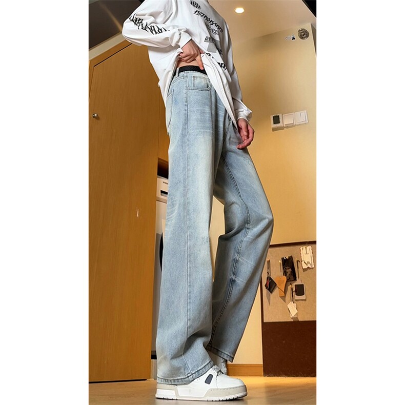 B221美式ins高街暗黑重工艺宽松微喇牛仔裤LK24388-P55控78图片