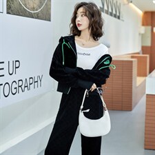 季御姐轻熟风炸街时尚职业高级感连帽卫衣外套阔腿裤套装，女装套装/套裙，卡杰菲