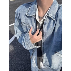 标准外穿青少年垫肩短款牛仔外套男男模穿搭春秋季t夹克 JK2192图片