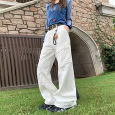 美式复古机能工装裤男女春秋季ins潮牌大口袋宽松休闲阔腿长裤，男装休闲裤，星座506A