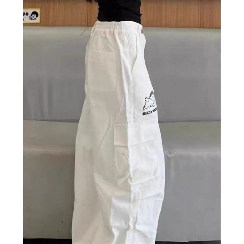 高街小狗刺绣工装牛仔裤女春秋直筒宽松阔腿拖地裤子KA9027,男装牛仔裤,星座1116A（原606A-3）