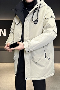 L-5XL 8877-P275 控券后368 标50绒 中长款连帽羽绒服男图片