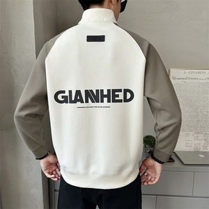 立领半拉链卫衣男士春秋潮牌运动款重磅刺绣套头衫上衣服W906-P75图片
