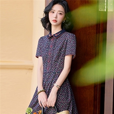 田园风碎花刺绣连衣裙女春夏收腰显瘦中长裙（细节图颜色为准），女装连衣裙，水衣源