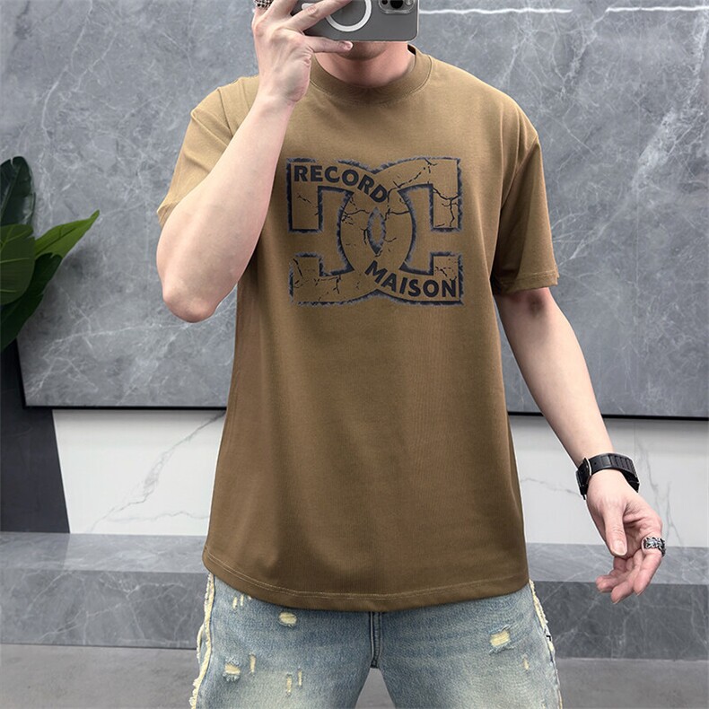 新高品质短袖上衣燙钻百搭款休闲圆领T恤大码简欧A-A501-P45，男装T恤，电商A227B（原钱塘4066-1）