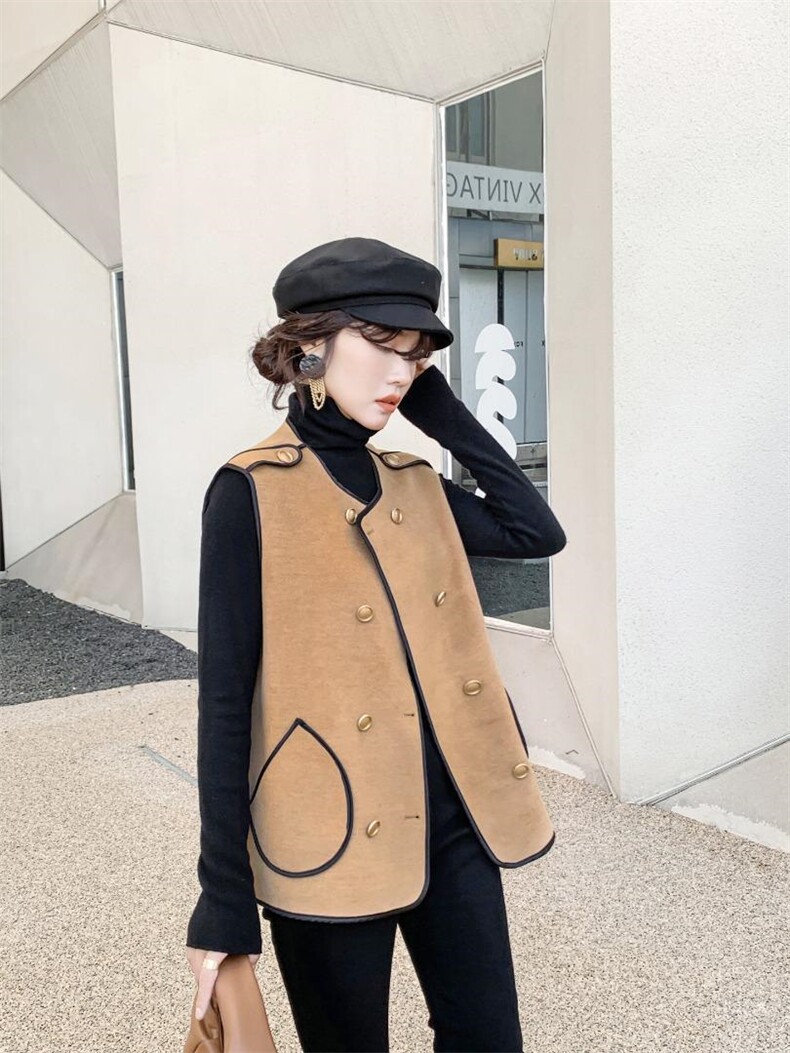 双面羊绒马甲，女装马甲，与跃