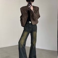 美式痞帅短款垫肩外套男飞行夹克美拉德皮衣机车服LF1001p65特，男装夹克，电商D256-2(原A064-2)