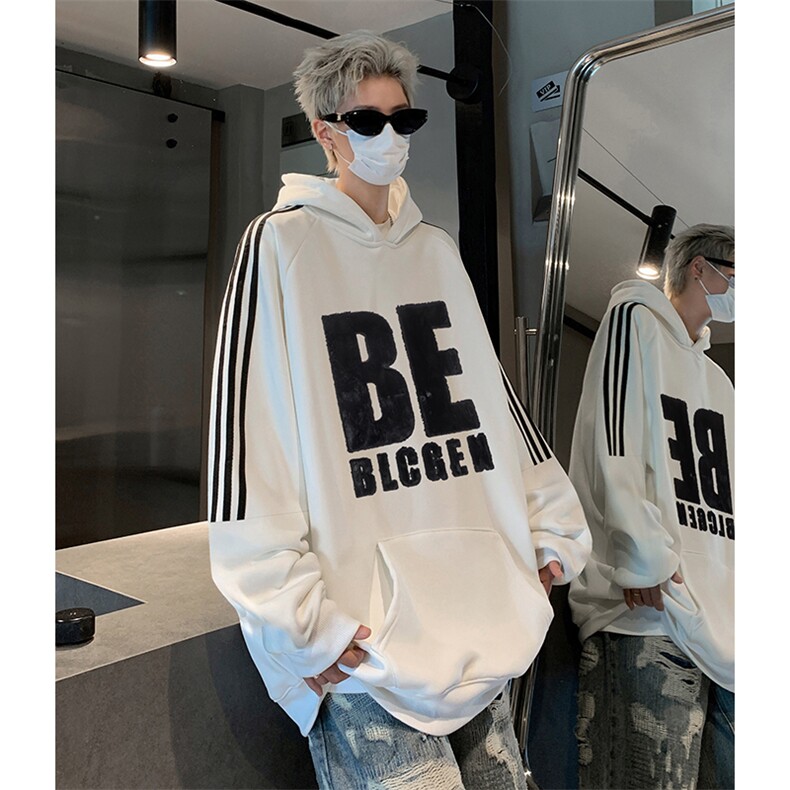 抖音得物供货提供视频秋冬重磅美式宽松织带连帽卫衣0433,男装卫衣,电商A486
