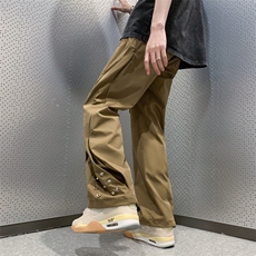 设计感伐木裤高街潮牌休闲裤排扣微喇长裤X1213-KK139-P58，男装休闲裤，星座1213