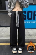 大码直筒裤男时尚加绒银狐绒编织绳拖地束腿裤K1033J加绒-P45控78，男装卫衣，电商A001-1