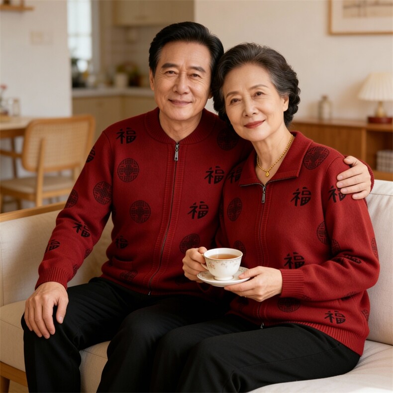 2026年秋季时尚百搭通勤简约休闲拉链福字,女装中老年女装,思涛羊绒