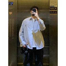 日系条纹衬衫春秋季情侣韩版衬衣简约外套潮CS3007，男装衬衫，星座208-5