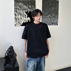 夏季新款圆领短袖T恤潮流刺绣休闲百搭上衣，男装T恤，星座410-7