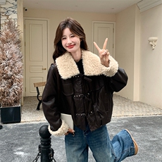 新品加厚保暖羊羔毛皮外套2C285-2619-P220-K328，女装短外套，2C285